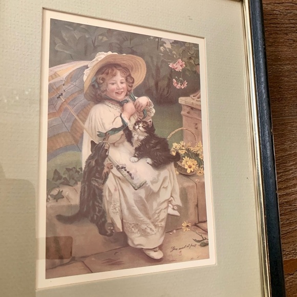 Framed print Girl & Cats 9/11 inch - Picture 5 of 11